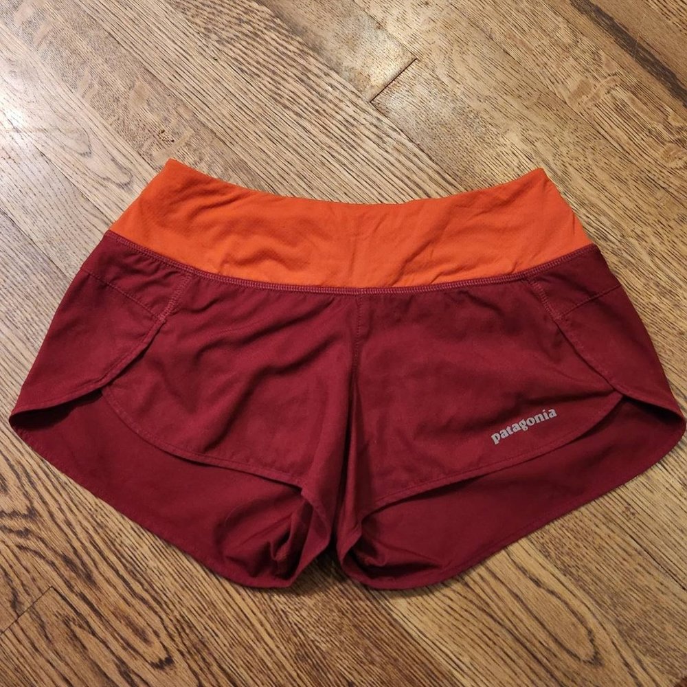 Patagonia Strider Running Shorts Maroon Red Orange XXS